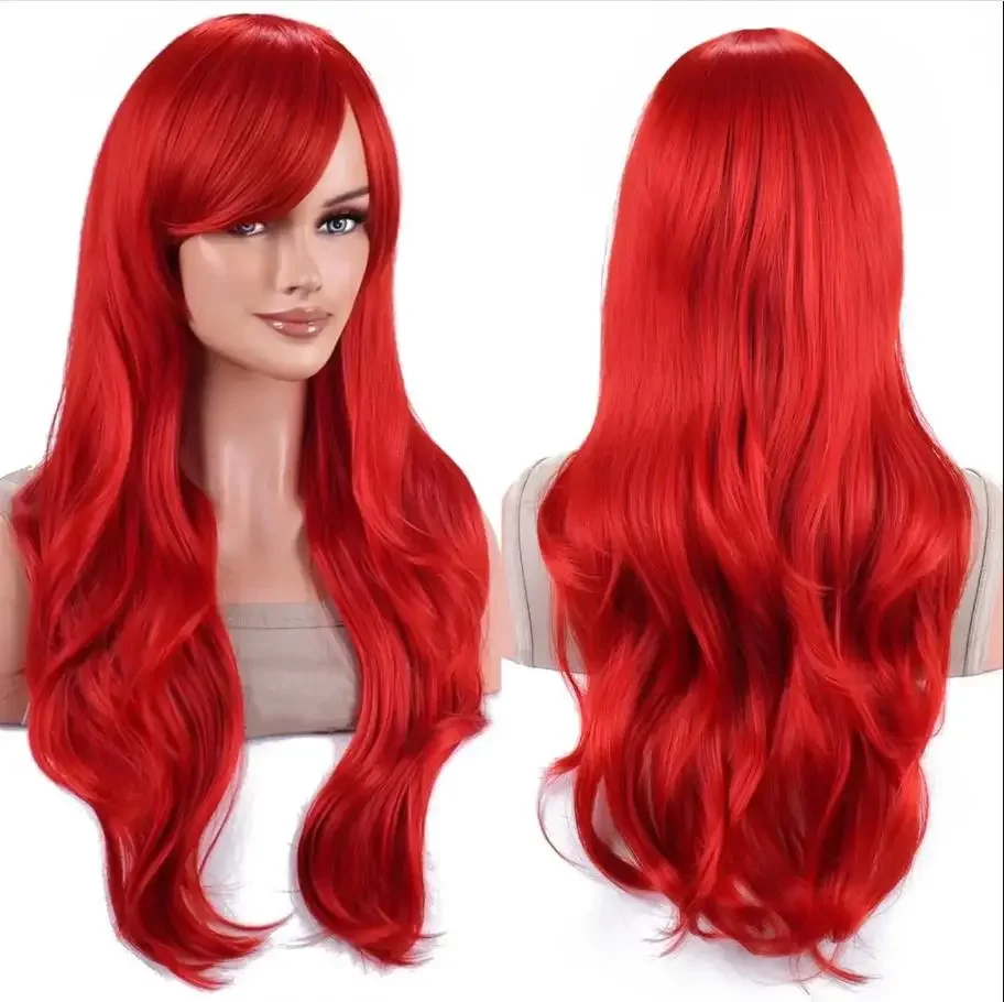 

Probeauty Mermaid Long Red Curly Body Wave Wig Halloween Cosplay Costume Wig for Women Fashion Wig for for Daily Party Cospl