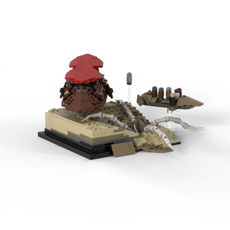 598PCS Moc Star Battle Micro Diorama: Desert Skiff Escape 3D Poster Modell Bausteine Ziegel Diy Kreative Spielzeug Kind geschenk