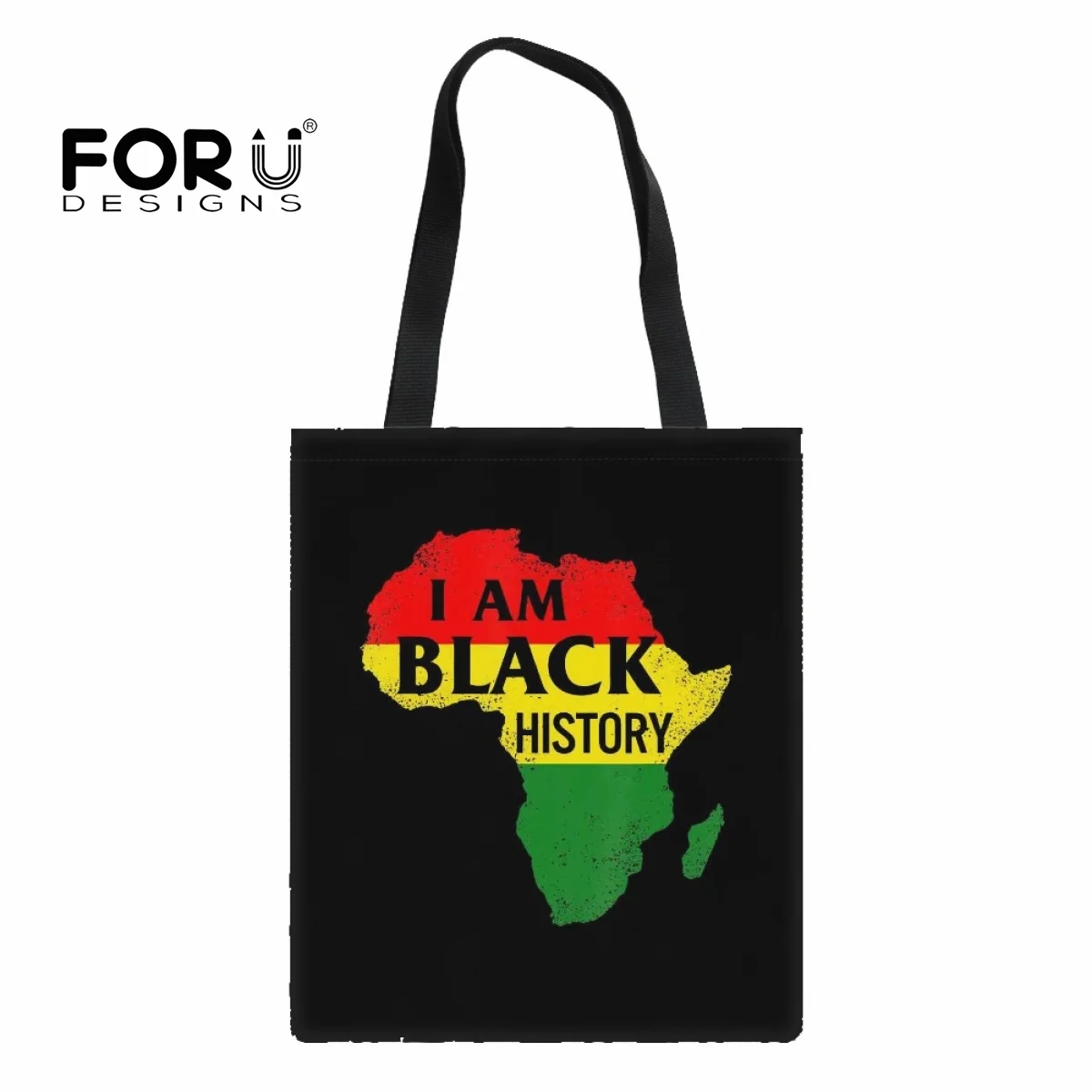 

FORUDESIGNS Africa Black History Totes Fashion Canvas Shoulder Bag Women Handbag Girls Travel Bags Folding Shopping Bag