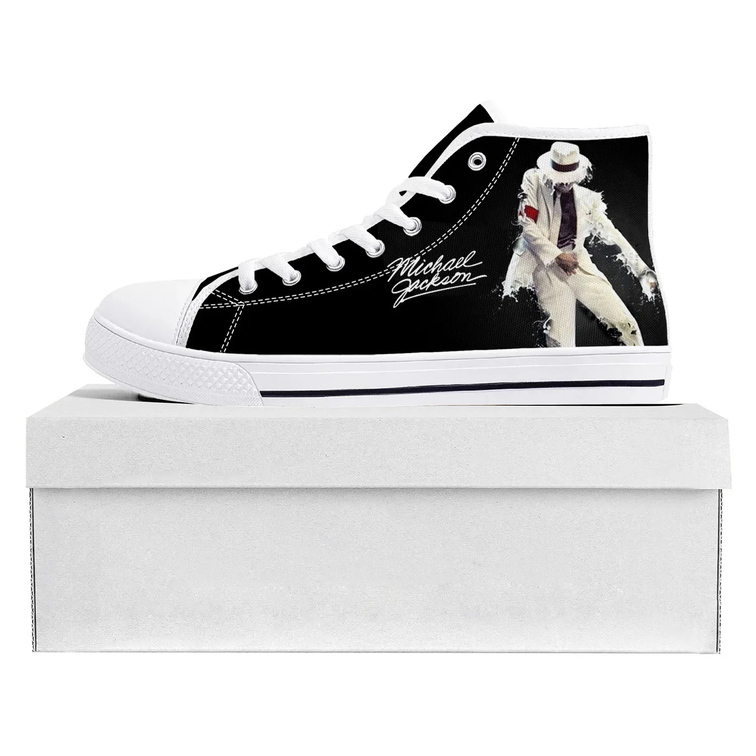 Michael Jackson Pop Singer Dancer High Top High Quality Sneakers Mens Womens Teenager Canvas Sneaker Couple Shoe Custom Shoe