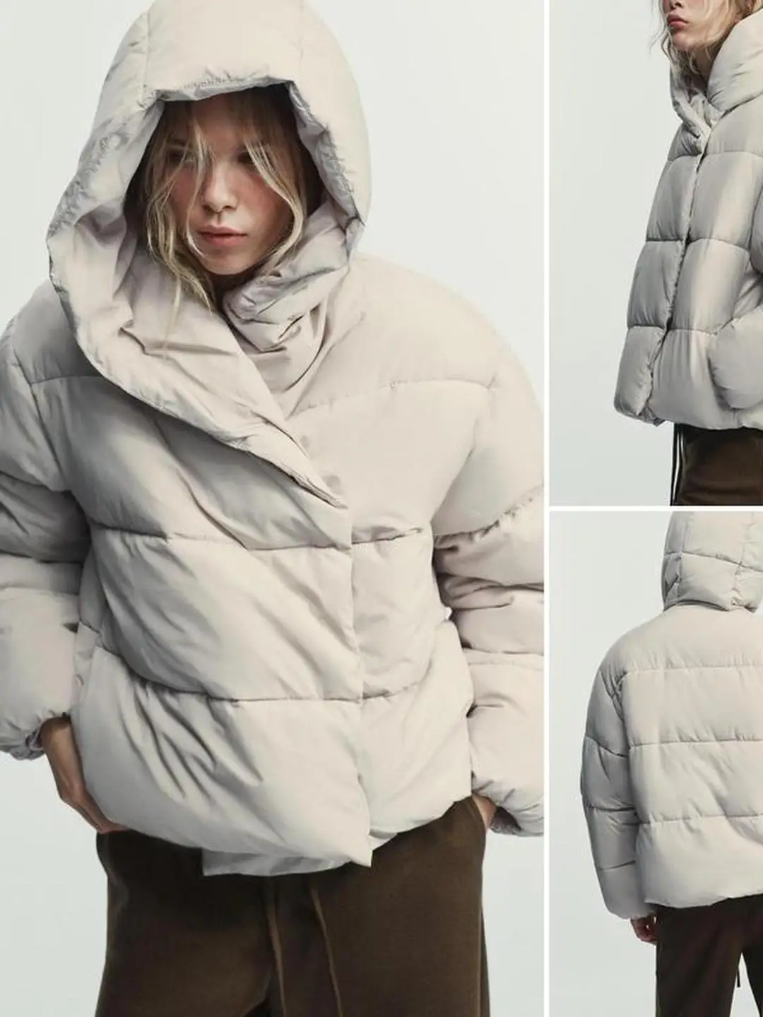 معطف Thiened كاجوال بياقة واقفة وغطاء للرأس من القطن الدافئ معطف ort Sle لموسم الخريف والشتاء ملابس خارجية للسيدات #2