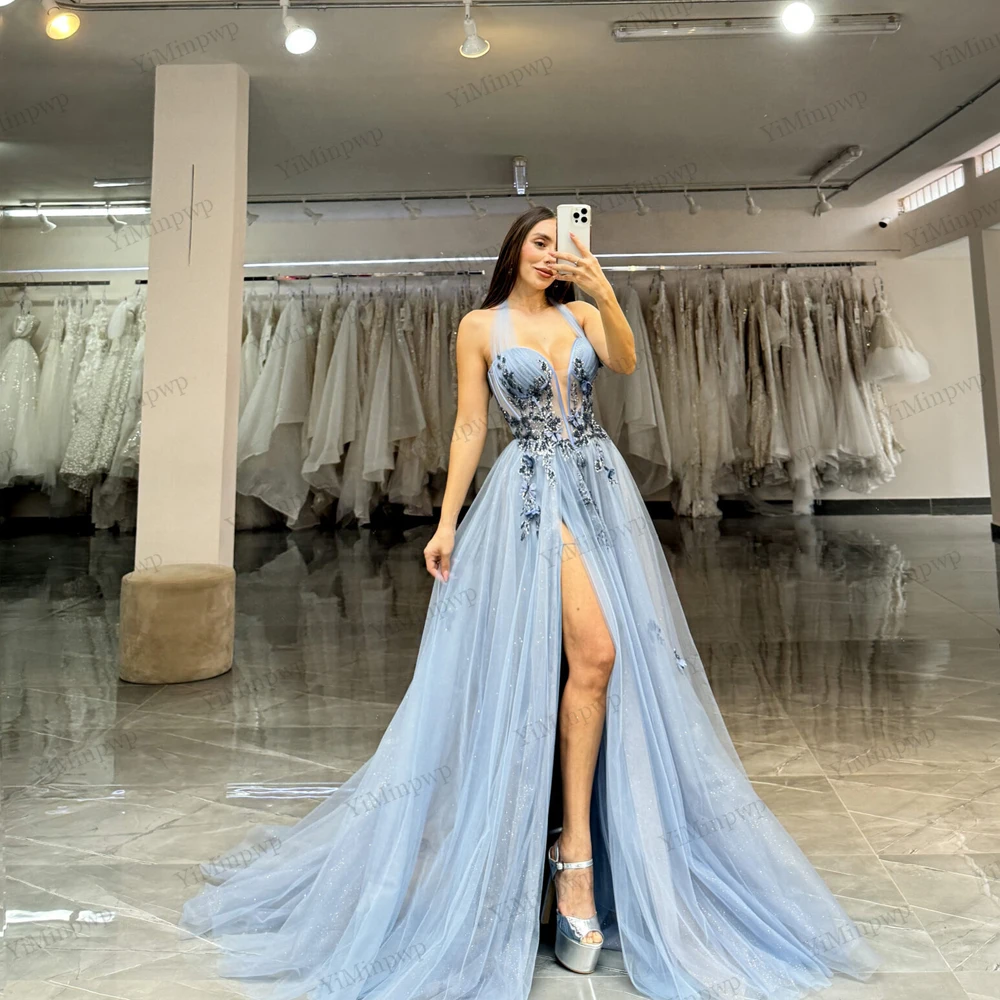 

Shiny Pastrol Evening Dress V-Neck Spaghetti Straps Split Applique Lace Luxuries Party Gowns 2026 Birthday Dresses Customized