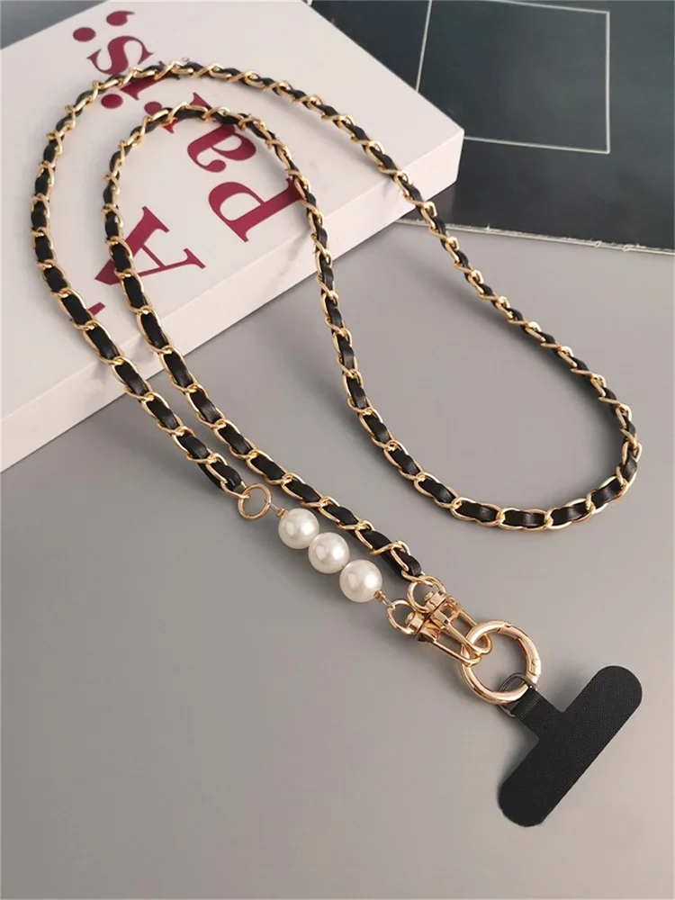 

Чехол для телефона, универсальный ремешок, длинный ремешок через плечо с жемчужной цепочкой для мобильного телефона, женский длинный ремешок на шею и плечо