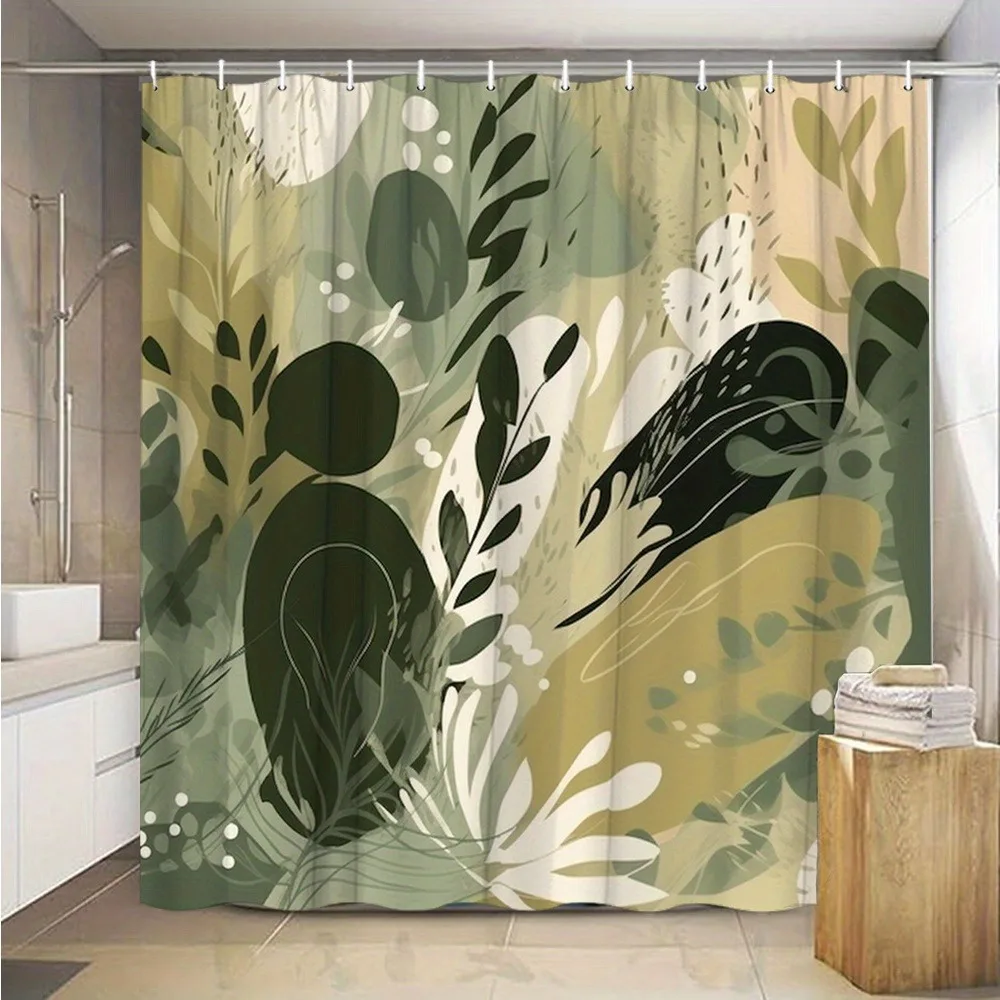 

Занавеска для душа с тропическими абстрактными листьями, моющаяся грязеотталкивающая насадка для душа, водонепроницаемая полиэстеровая занавеска для ванны для домашнего декора