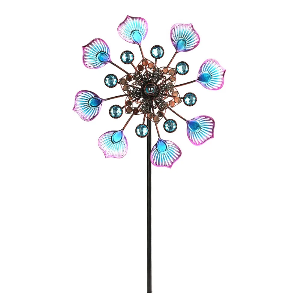 

Garden Decorative Pile Rotating Wind Collectors Rotator Iron Art Removable Metal Windmill Durable Windmill Spinner Yard