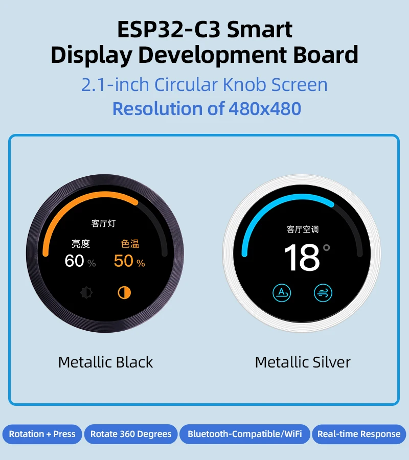Placa de desarrollo ESP32, pantalla LCD de perilla redonda de 1,28/1,5/2,1 pulgadas, compatible con WiFi y Bluetooth para Arduino LVGL