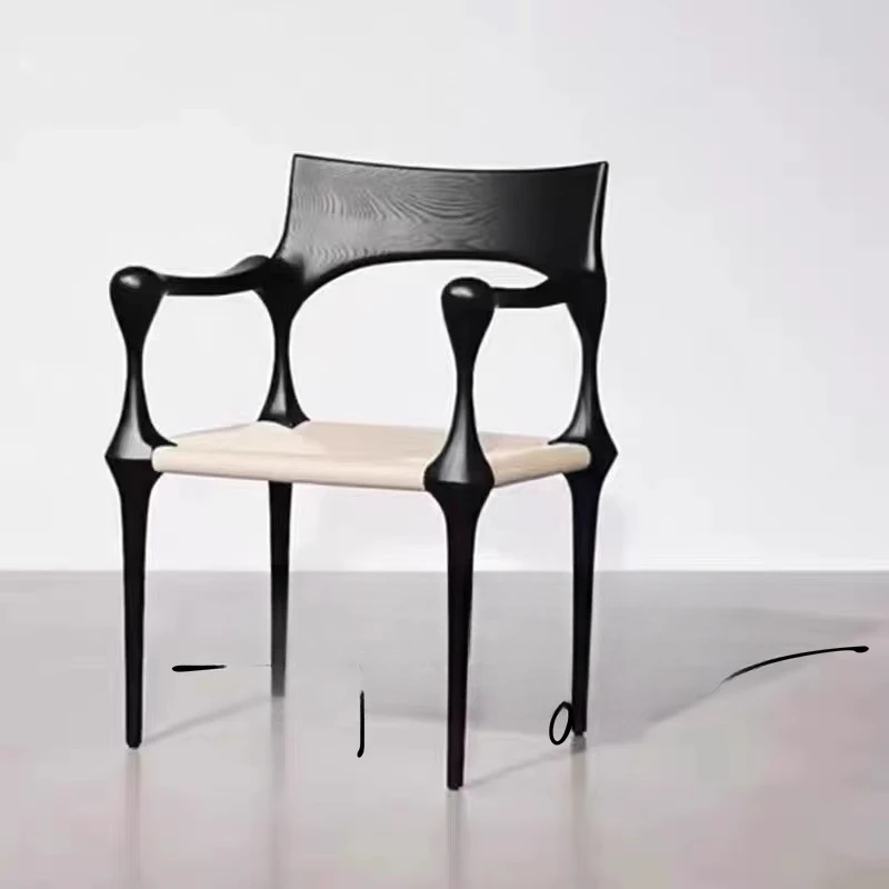 

Medieval style solid wood dining chair high backrest art creative leisure single chair