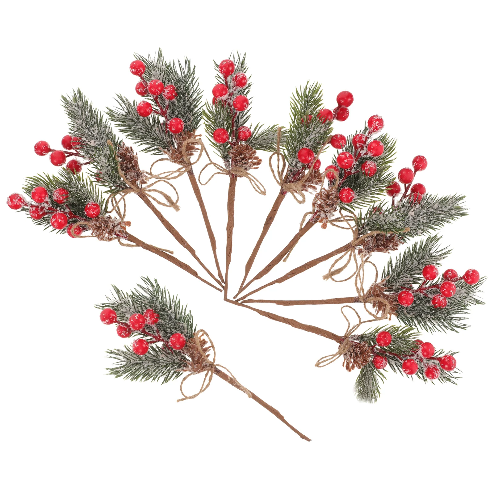 

10pcs Fake Berry Branches For Christmas Diy Photo Props Christmas Tree Accessories Desktop Flower Decor Xmas Berry Decor
