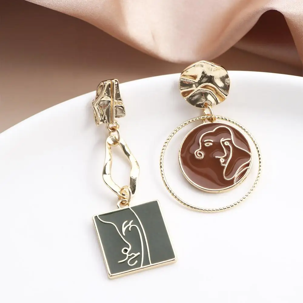 Irregular For Women Abstract Face Circle Square Asymmetric Party Jewelry Dangle Earrings Fashion  Accessories Stud Earrings