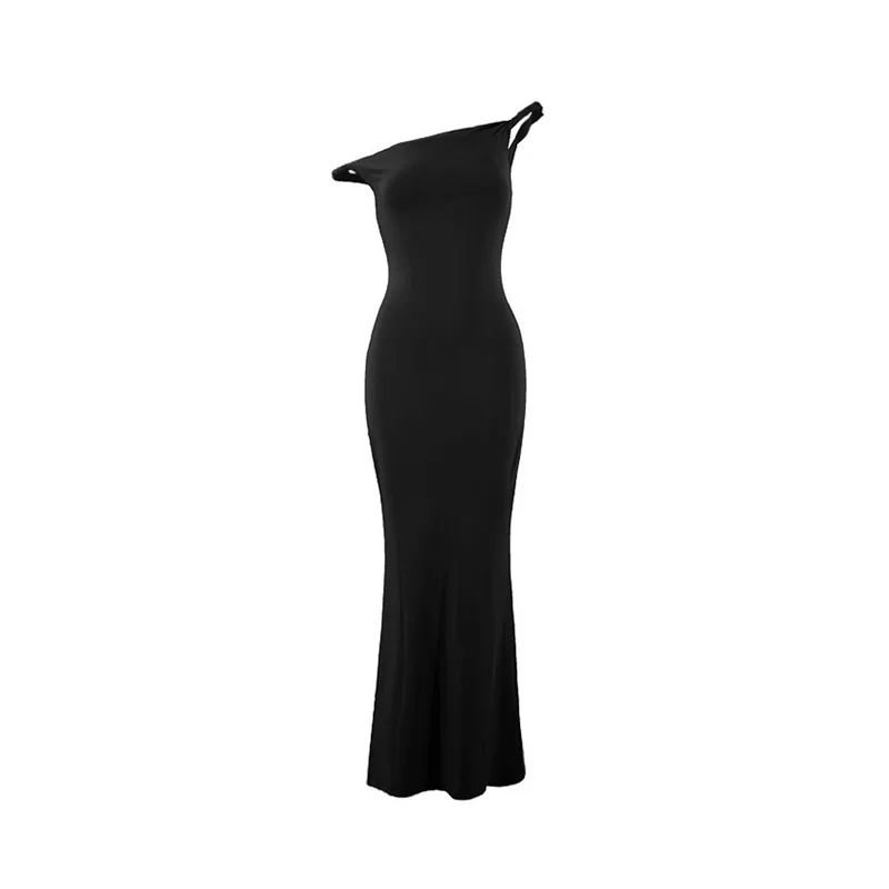 2026 Women's Off-Shoulder Bodycon Solid Color Dress
