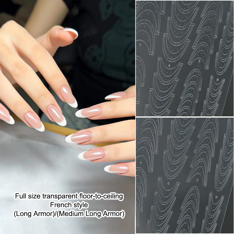 Fully Transparent Hollow French Nail Stickers Spray Painting Stencil French Edges Templates Adhesive Auxiliary Tool