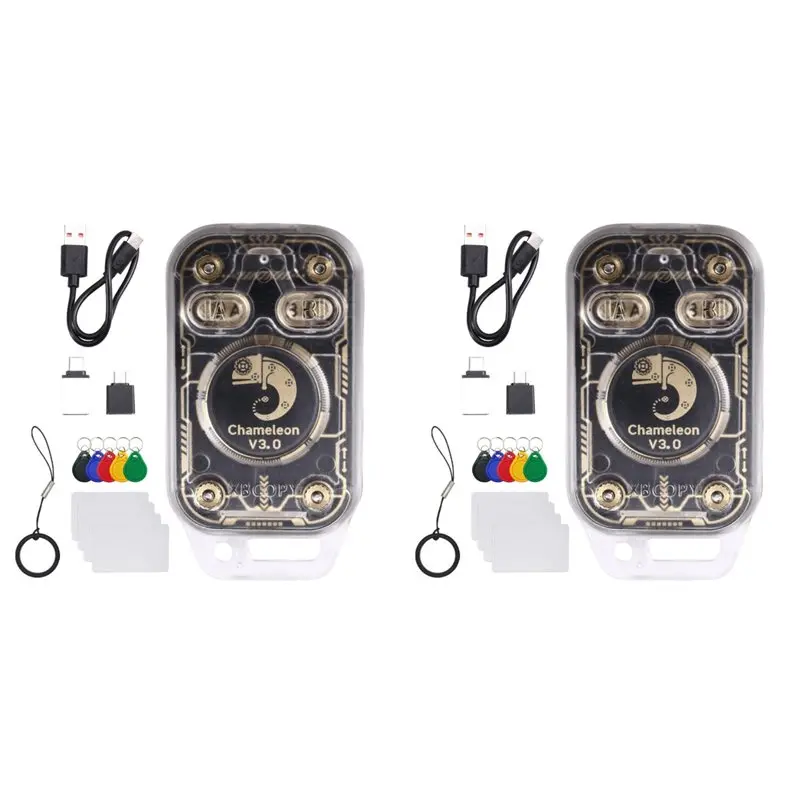 ABGI-2X Chameleon V3.0 RFID Smart Chip Reader Emulator+10Xuid Keychain/8Xcuid Card 125K 13.56Mhz ID IC Tag Copyer