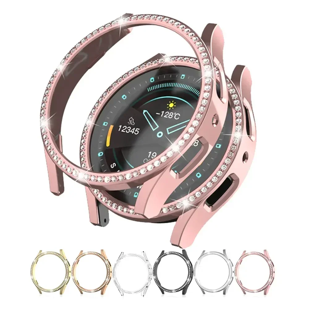 Bling Case for Samsung Galaxy Watch 6 4 Case 40mm 44mm Accessories Fashion Two Rows Diamond bumper Galaxy Watch 5 6 40 mm Cover