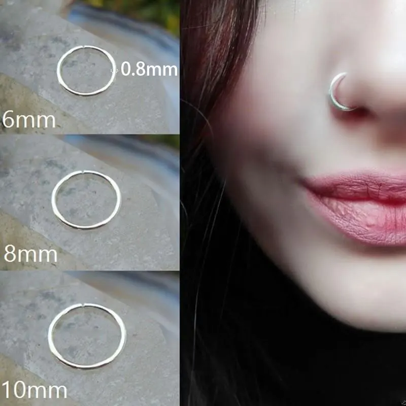 2Pcs Fashion Surgical Steel Nose Hoop Nose Ring Stud Punk Style Body Piercing Jewelry Nose Cartilage Tragus Helix Ear Piercing