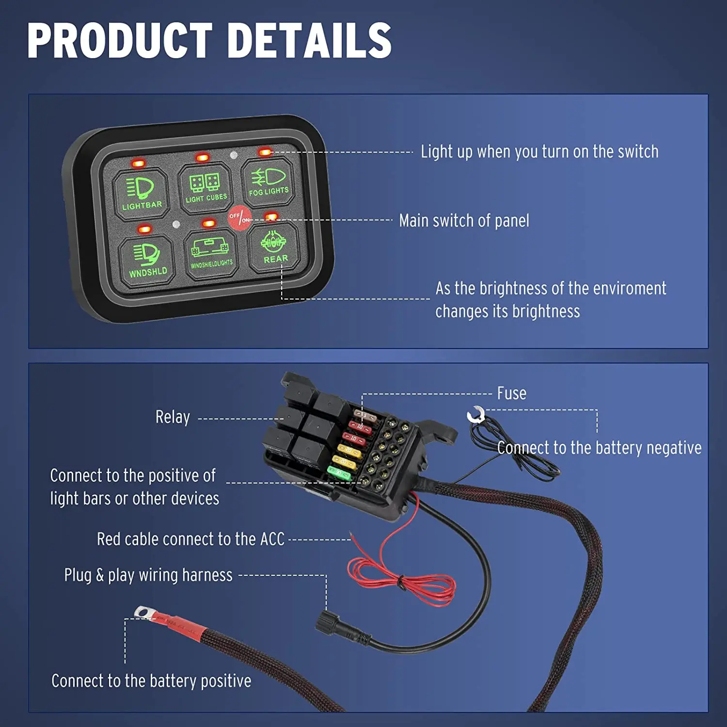 Promotion 6 Gang Button Boat Dc Bluetooth Battery Power Off Connector For Car Marine Panel Switch