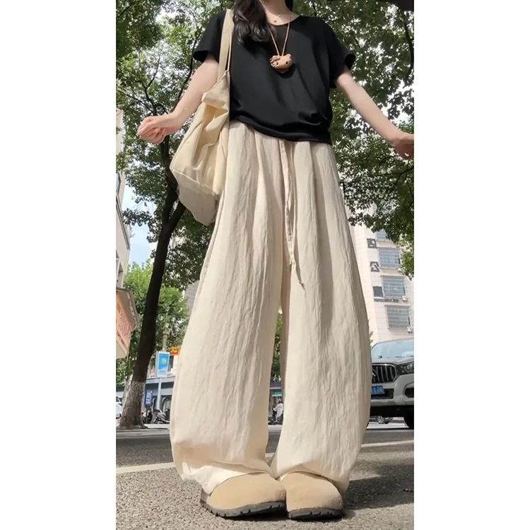 Pantaloni sportivi comodi in lino Pantaloni casual a gamba dritta a vita alta da donna Estate 2025 Nuovo Sle dimagrante Faionable