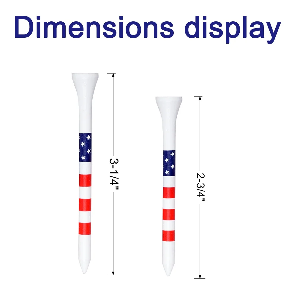 アメリカンフラッグスタイル耐久性のある竹ゴルフTシャツ、ゴルフボールホルダー、練習、トレーニング、3-1/4 \'\'、2-3/4\'\' 長、50pcs