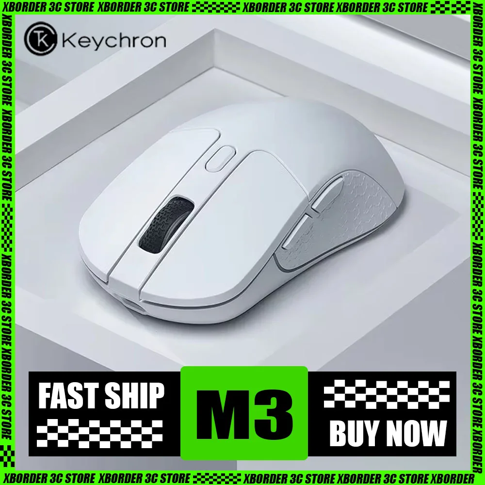 Keychron M3 Wireless Mouse Three Mode Paw3395 Sensor Rgb Gaming Mouse E-Sports Lightweight Low Latency Office Pc Gamer Man Gifts