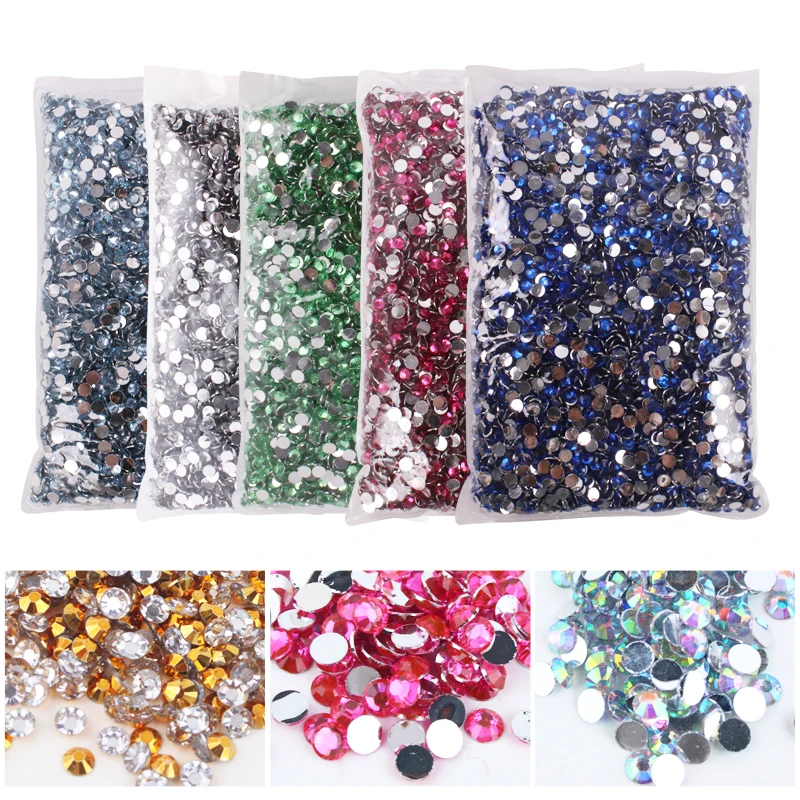 Grande pacchetto 2-6mm resina Non Hot Fix strass all\'ingrosso all\'ingrosso retro piatto cristalli di plastica chiodo fai da te glitter pietra