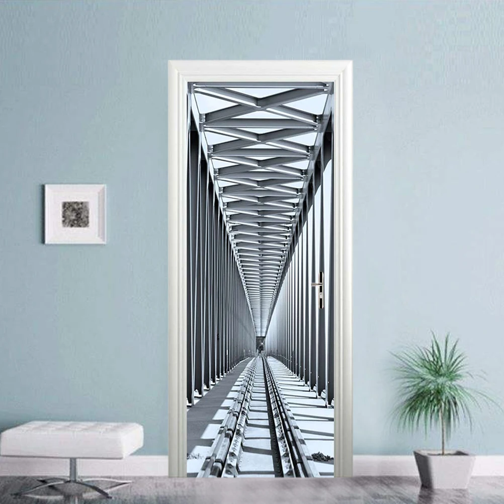 

3D Door Sticker Eco-friendly Wall Sticker Waterproof Wall Decals Creative Wall Applique for Bedroom Living Room