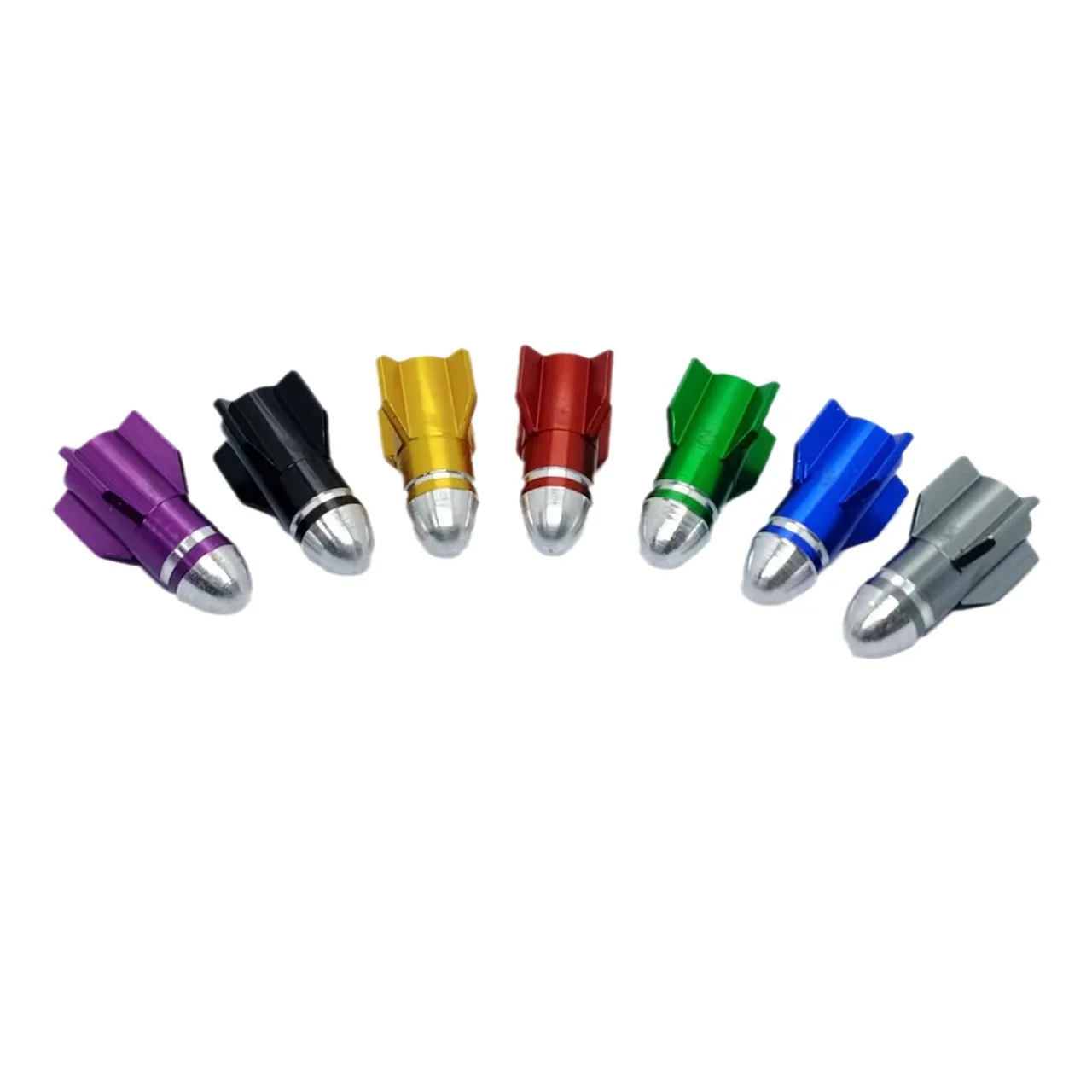 4pcs Valve Cap Tire Rocket Head Series 1 Round Head Patterned Rocket Head Valve Cap 5