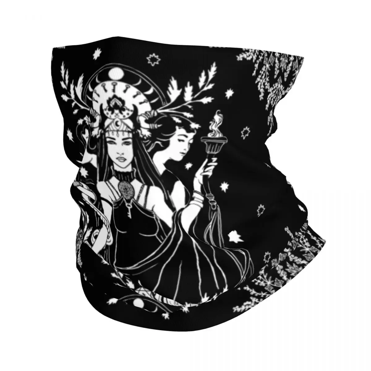 Hekate Triple Goddess Neck Gaiter Men Women Windproof Winter Goth Occult Halloween Witch Bandana Scarf for Hiking