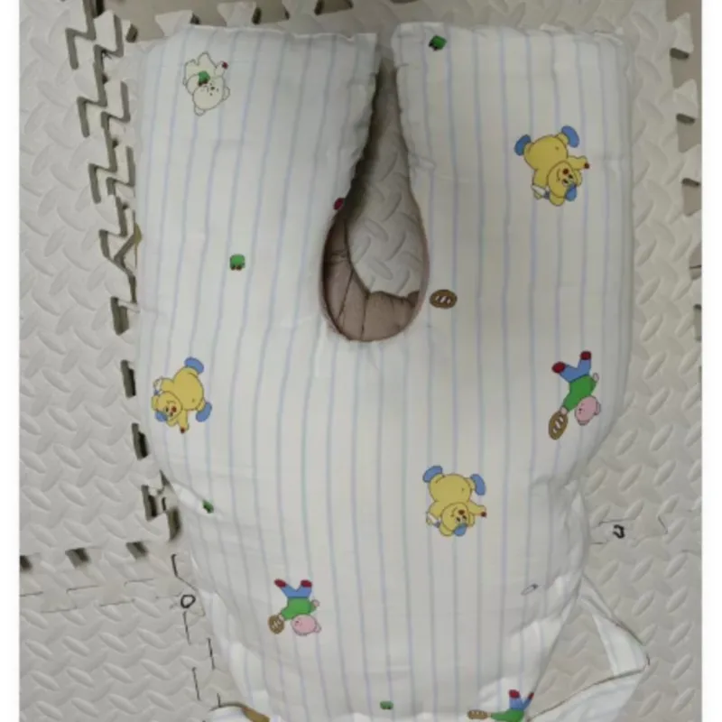 Adult 3-layer Washed Cotton Jumpsuit ABDL Thickened Soft Fluffy Open Crotch Diaper Suspenders Pajamas Cartoon Pattern Playsuits