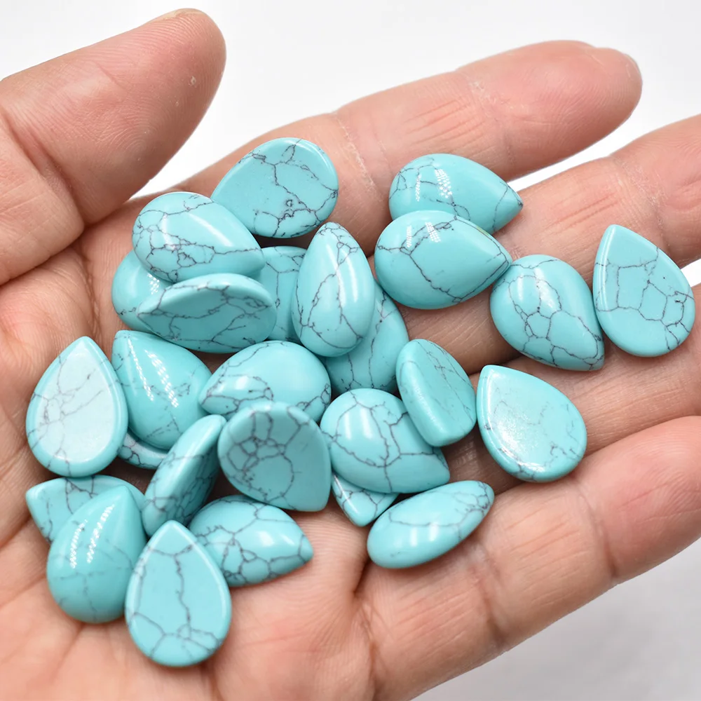 Großhandel 50 Stück/Lot verschiedene Naturstein-Cabochon-Perlen in Tropfenform 13x18mm für DIY-Schmuckzubehör Kostenloser Versand – Detail 14