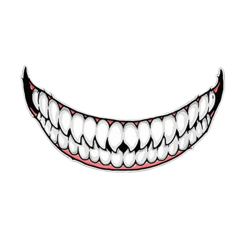 Motorcycle Helmet Sticker Evil Smile Large Mouth Car Decorative Decal Dark PersonalizedTeeth Reflective Decal Car Decal Decor