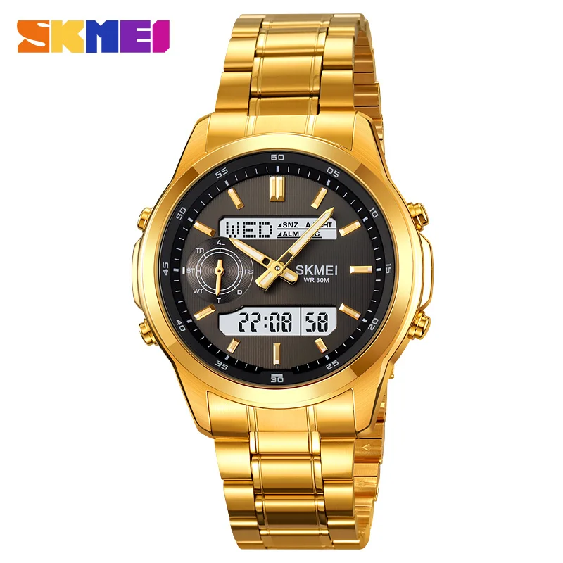 SKMEI Men Digital Electronic Watch Sports Stainless Steel Watches Waterproof Daylight Saving Time Quartz Wristwatches For Women