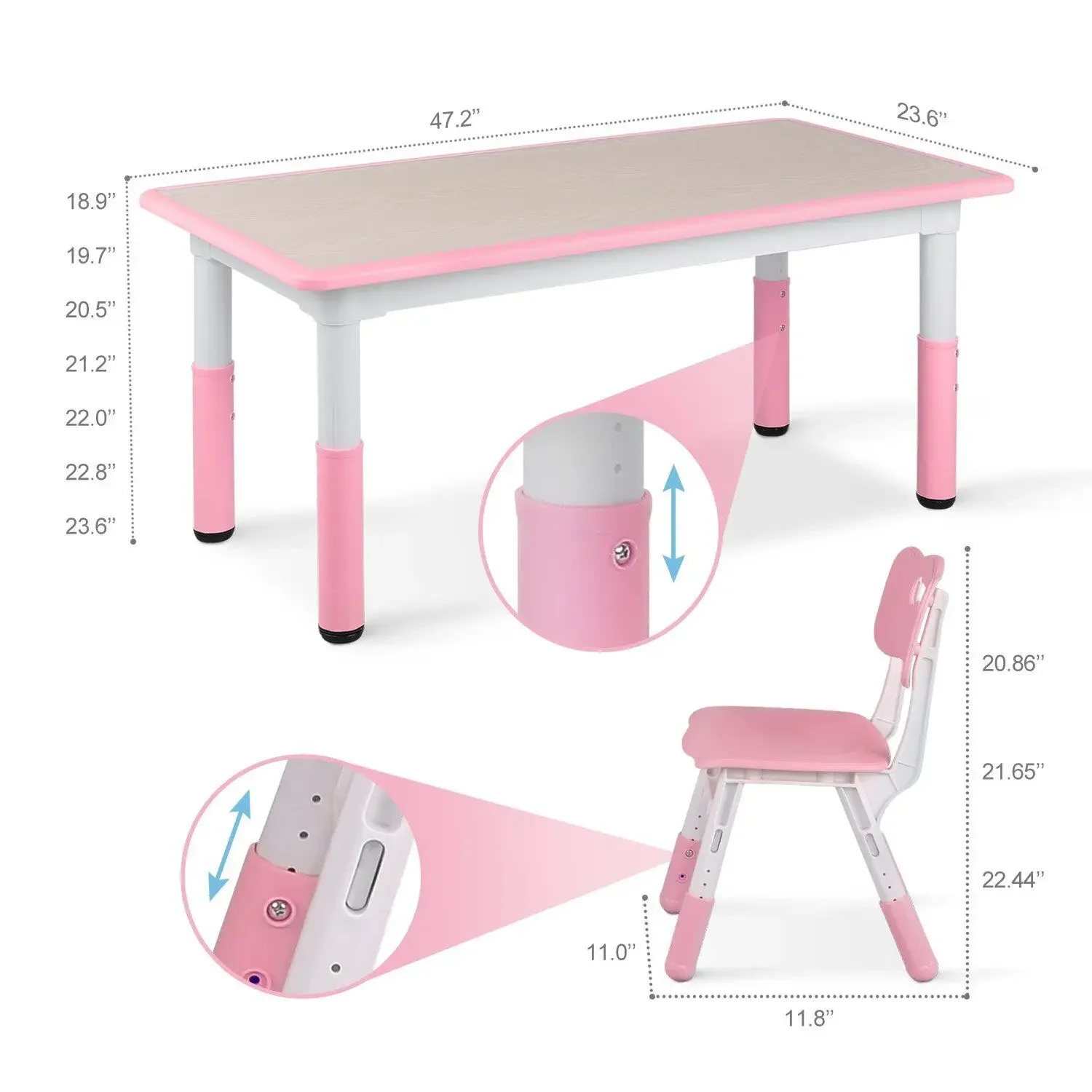 Juego de mesa de actividades múltiples para niños pequeños, escritorio de estudio para niños, juego de sillas, mesa para niños y Juego de 4 sillas de altura ajustable