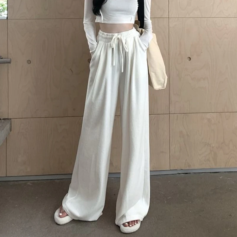 

Gidyq Streetwear High Waist Sweatpants Women Korean All Match Loose Wide Leg Pants Y2K Summer Casual Female Straight Trousers