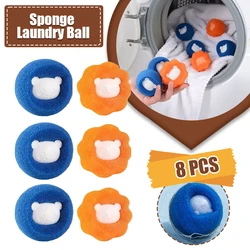 4/6/8pcs Sponge Laundry Ball Kit for Washing Machine Reusable Pet Hair Remover Balls Home Cleaning Lint Fuzz Fiber Collector