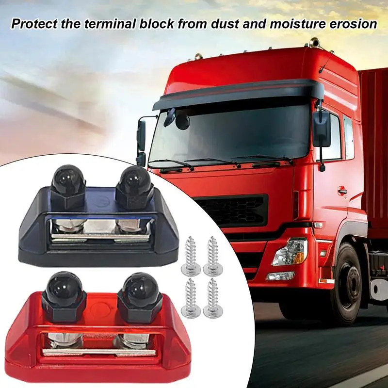 

Power Distribution Terminal Block M10 Terminal Covered Busbars 2X Power Stud Busbars Battery Terminal Block Stud For Car RV