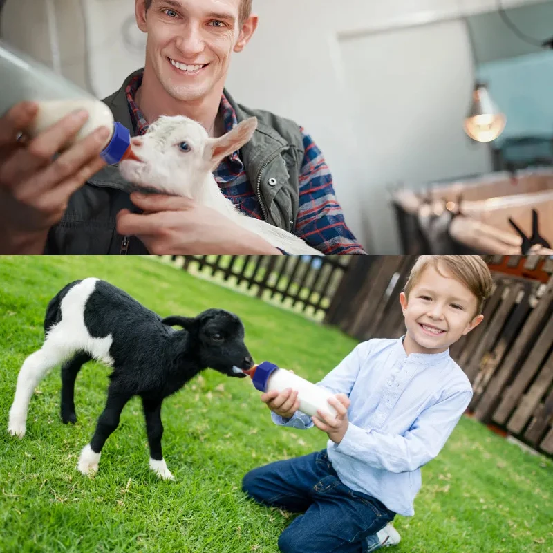 Hangable Lamb Milk Bottle Feeding Bottle Small Animals Lamb Nursing Bottles With Soft Nipple Goat Bottle for Lamb Calf Bull Cow