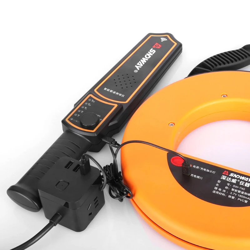 Dispositivo de taponamiento, Detector de tuberías de electricista de vía profunda de 20m, tubo de alambre de desgaste, tubo de hierro, dispositivo de detección de taponamiento de tuberías de PVC, SW-720