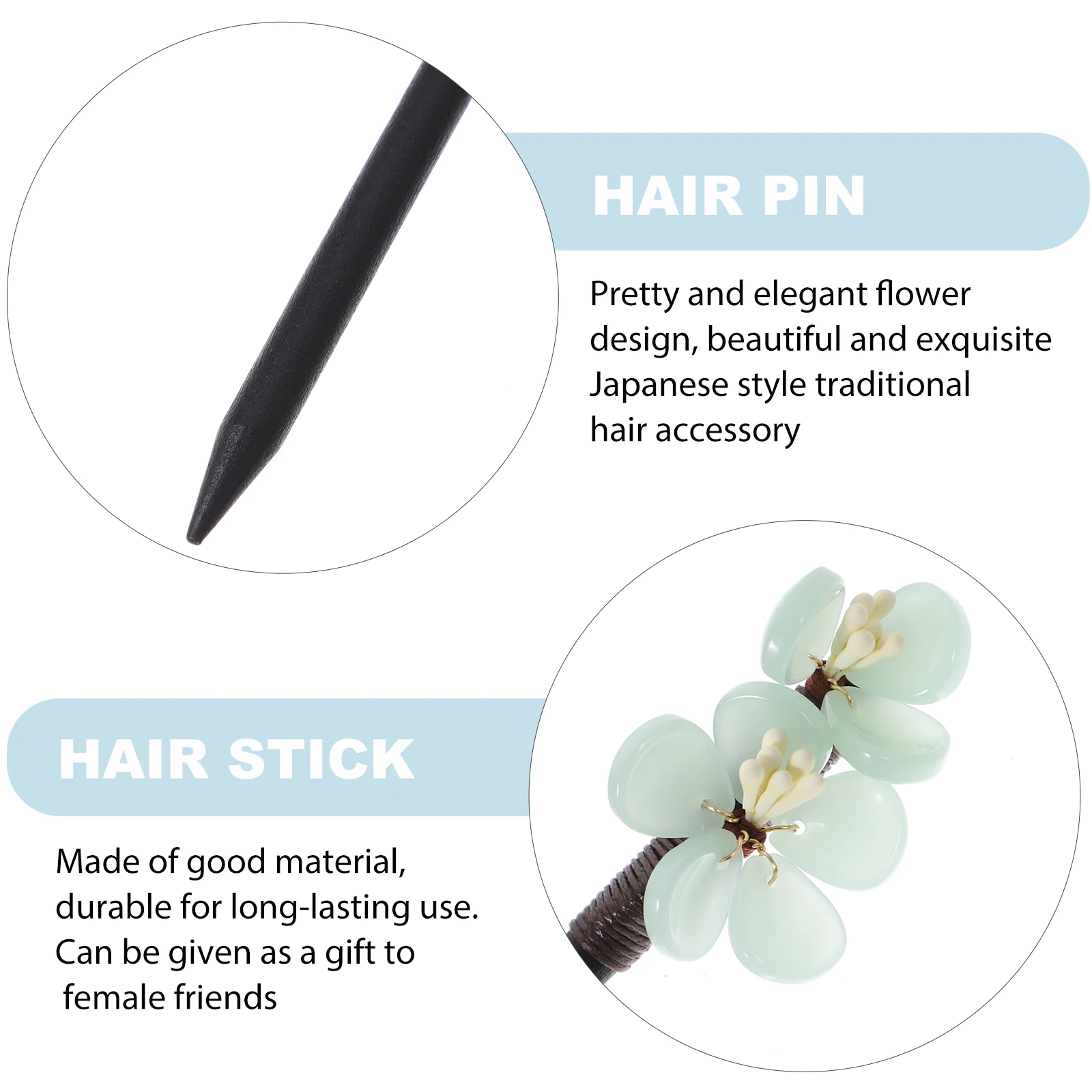 

1Pcs Green Chinese Hair Stick Vintage Handmade Wooden Hairpin Colored Flower Hair Styling Pin Han Costume Accessories