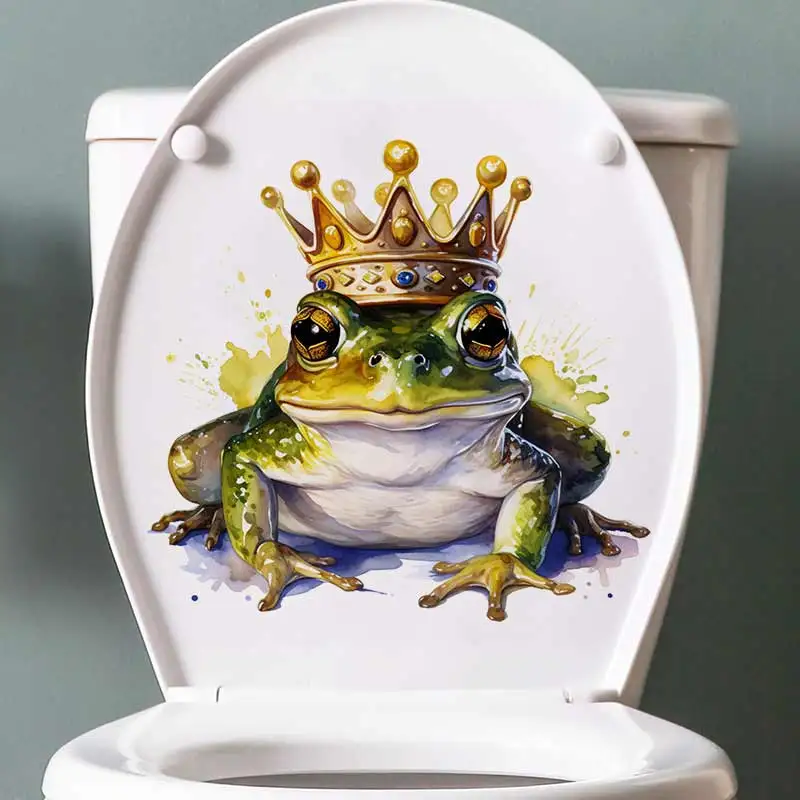 Watercolor Frog Prince Wall Sticker Bathroom Toilet Decor Living Room Cabinet Refrigerator Home Decoration Decals Stickers M1472