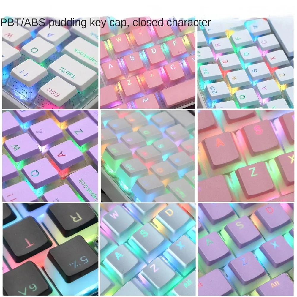 

104 Keys Backlight Keycaps Set Cute Clear Two-Color ABS Keycap Key Cap PBT Keycaps For 104 Key Mechanical Keyboard Kit