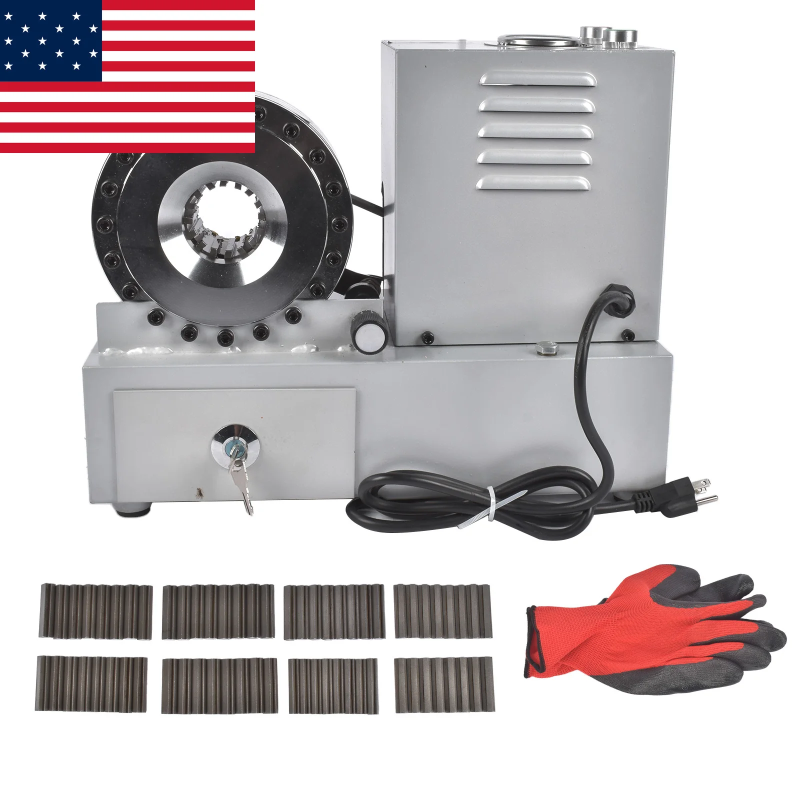 

AP03 NEW 110V 0.6 L/min Hydraulic Hose Crimping Machine & 8 Dies Set 10/12/14/16/19/23/27/30mm for Automotive Repair, Excavators