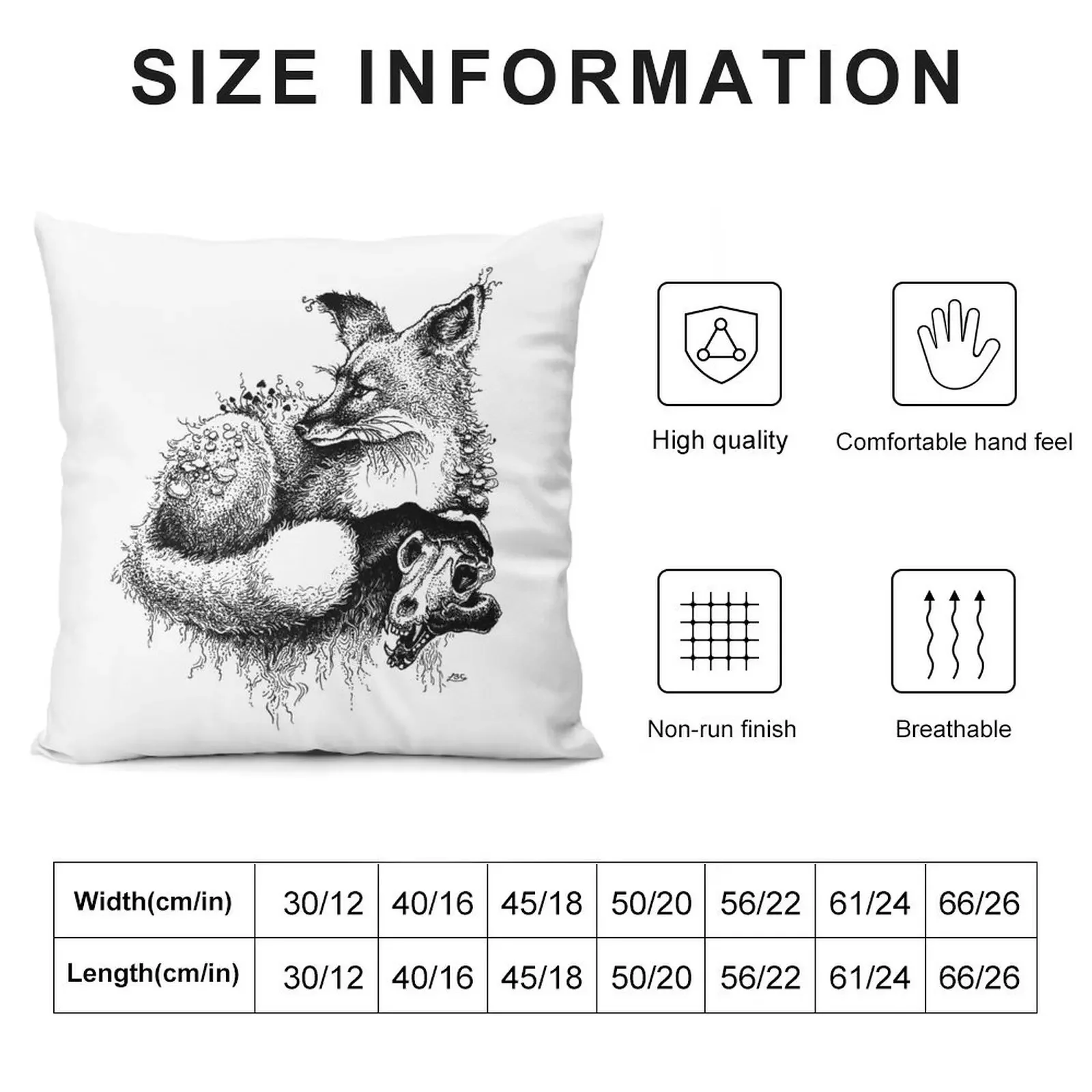 Fox with Skull Throw Pillow Pillow Cases Decorative Embroidered Cushion Cover Anime Throw Pillow