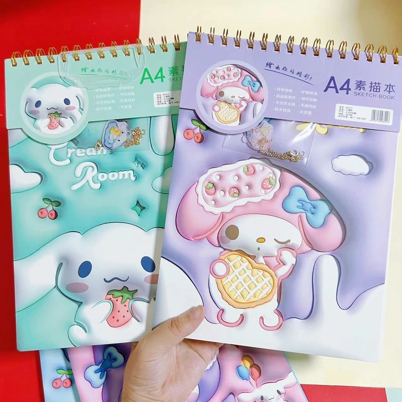 Sanrio Sketching Book A4 High Beauty Kuromi Student Pencil Drawing Sketching Book Art Drawing Blank Paper Sketching Book