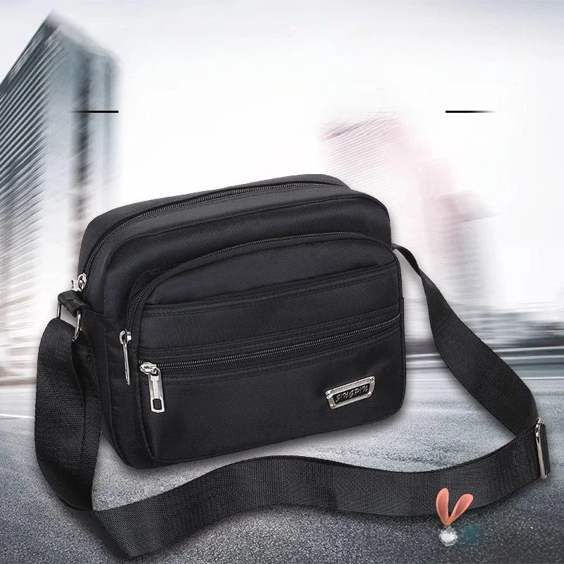 

New Waterproof Oxford Cloth Multi-Layer Men's Single Shoulder Crossbody Business Bag for Vendors Money Collection Zipper