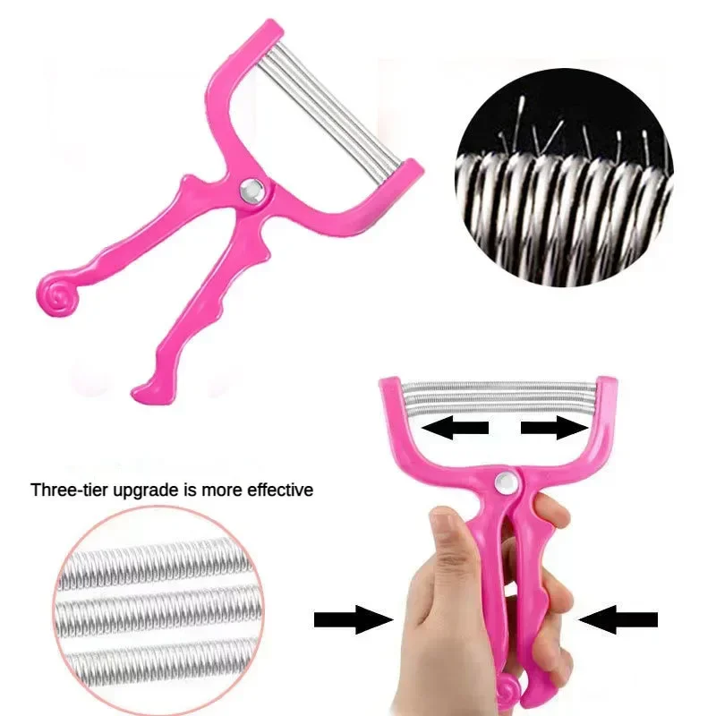 3PCS Handheld Facial Hair Epilator Safe Spring Roller Women Facial Hair Removal Epilator Face Care Massager Beauty Epilator Tool