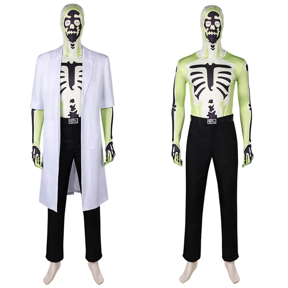 TV Series Creature Doctor Skeleton White Outfit Halloween Dress Up Supervillain Doctor Phosphorus Cosplay For Adult