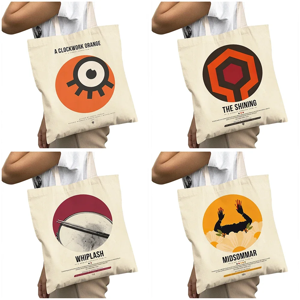 حقائب تسوق نسائية ذات سعة كبيرة وبسيطة من الفيلم الجمالي بطباعة مزدوجة للاستخدام اليومي حقيبة كتف للسيدات حقيبة للمتسوقين