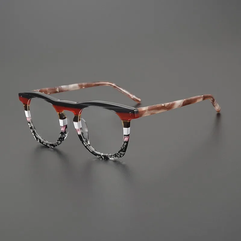 High Quality Handmade Sheet Glass Frame Fashion Color Matching Large Framemen and Women Myopia Reading Prescription Eyewear