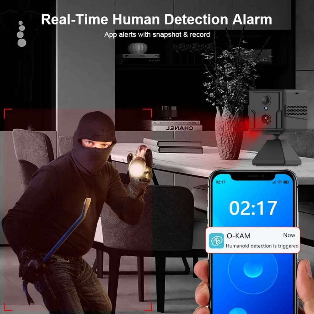 Imagem -03 - Wifi 4g Sim Mini Câmera 3000mah Bateria Embutida Detecção de Movimento Pir Vigilância Cctv de Segurança Interna Okam App hd