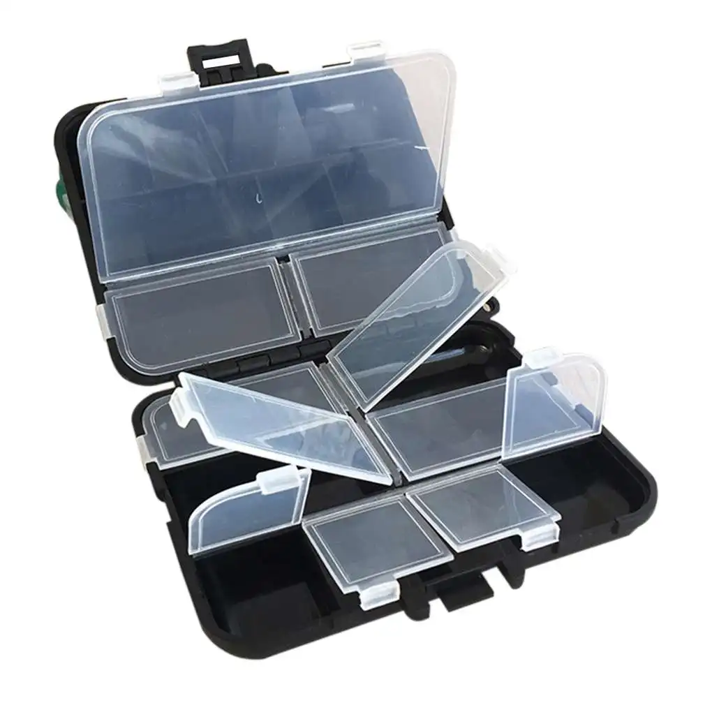 

Набор рыболовных снастей, держатели, крючки, снасти для приманки, ABS, ПП, складной органайзер, квадратный ящик для хранения, черный