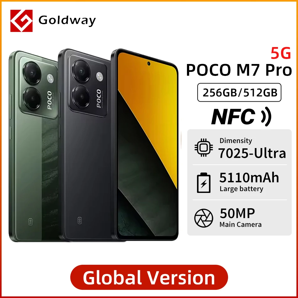 Глобальная версия POCO M7 Pro 5G 6,67 дюйма 120 Гц AMOLED-дисплей Dimensity 7025-Ultra 50 МП камера 45 Вт турбозарядка NFC смартфон Глобальная версия POCO M7 Pro 5G 6,67 дюйма 120 Гц AMOLED-дисплей Dimensity 7025-Ultra 50 МП камера 45 Вт турбозарядка NFC смартфон